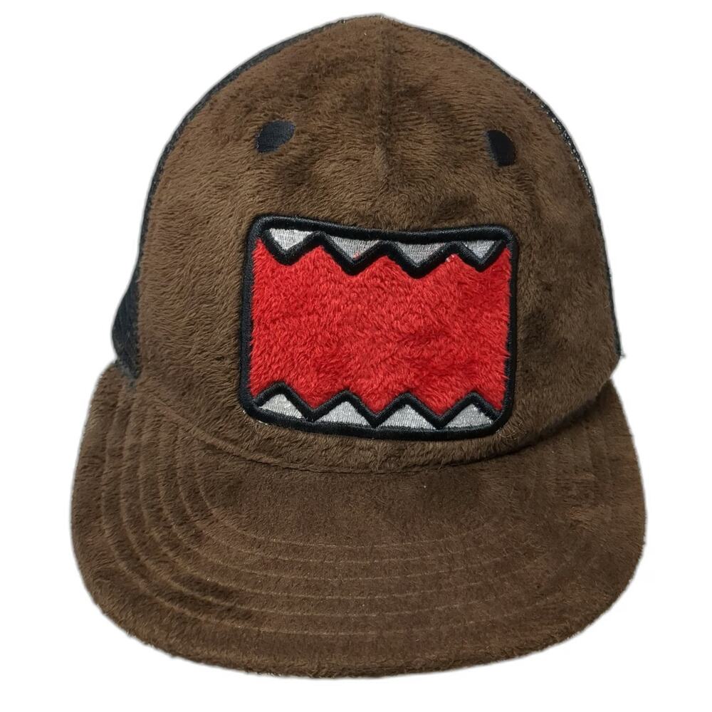 Domo Trucker Brown One Size Fuzzy Mesh Snapback Character Face Mascot Logo Hat